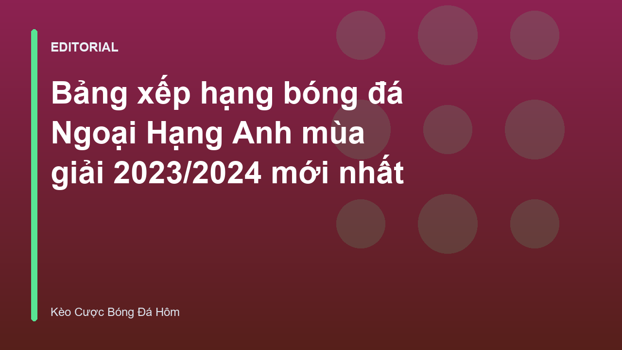 Bảng xếp hạng bóng đá Ngoại Hạng Anh mới nhất